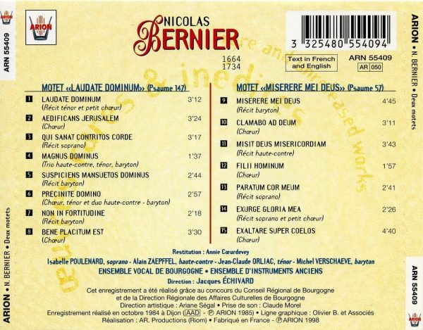 "Bernier - Deux Motets - ""Laudate Dominum"" & ""Miserere Mei Deus"""