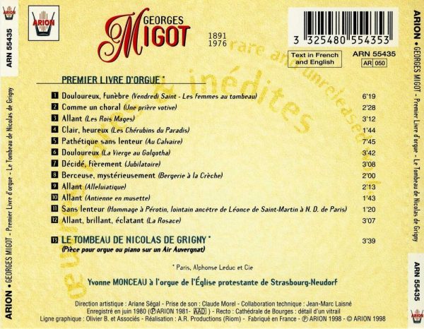 Migot - Le Tombeau de Nicolas de Grigny - 1er Livre d'orgue