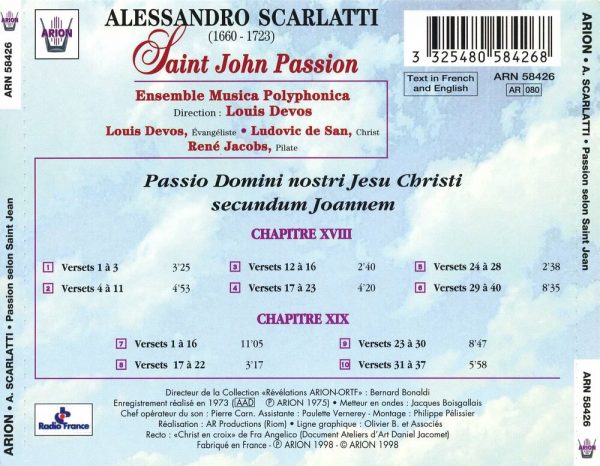 Scarlatti - Passion selon Saint-Jean
