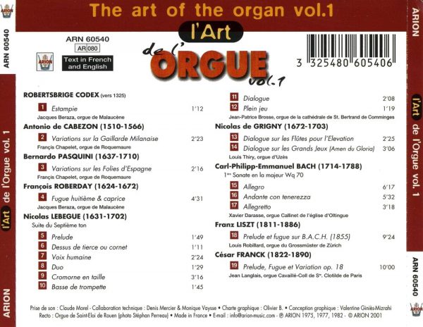 L'Art de l'orgue Vol.1