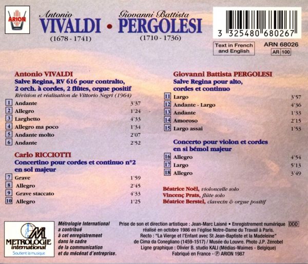 Vivaldi / Pergolesi - Salve Regina Rv 616 - Salve Regina Concertino pour cordes & Concerto pour violon