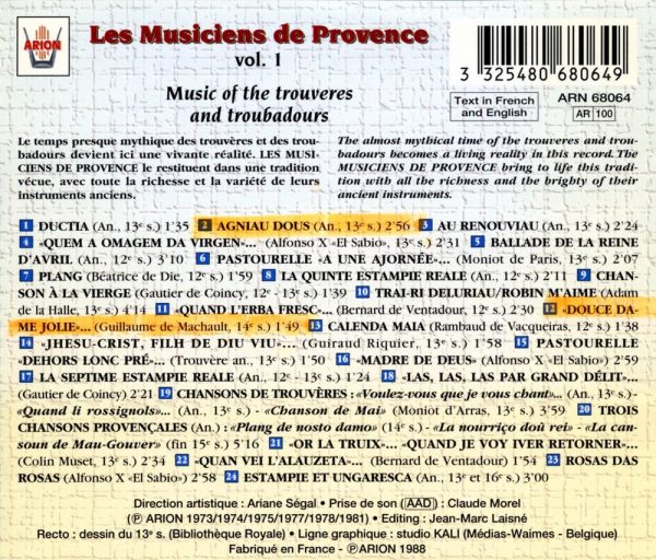 Les Musiciens de Provence - Musique des Trouvères et des Troubadours