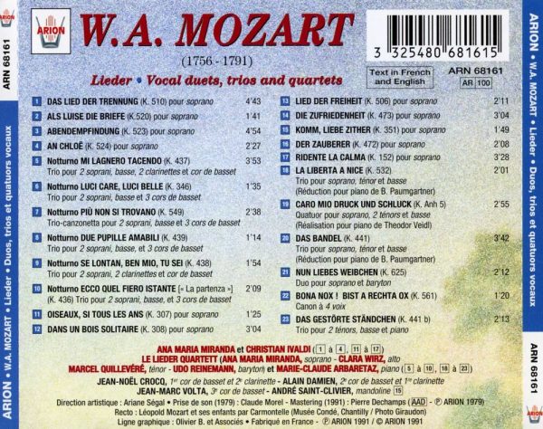 Mozart - Lieder - Duos, Trios & Quatuors Vocaux