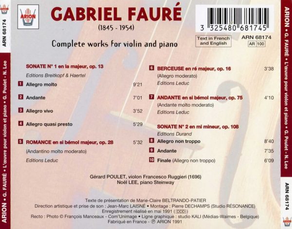 Fauré - Intégrale de l'Œuvre pour Violon & Piano