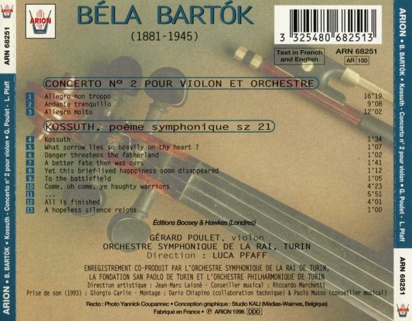 "Bartok - ""Kossuth"" & ""Concerto N°2 pour violon & orchestre"""
