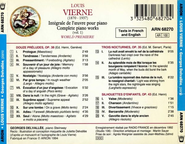 Vierne - Intégrale Œuvre pour piano - Vol. 1