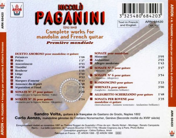 Paganini - Integrale per amandorlino & chitarra francese