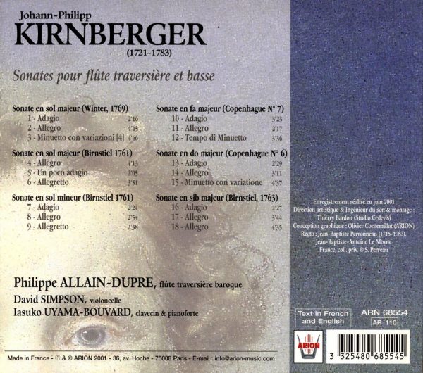Kirnberger - Sonates pour flûte traversière