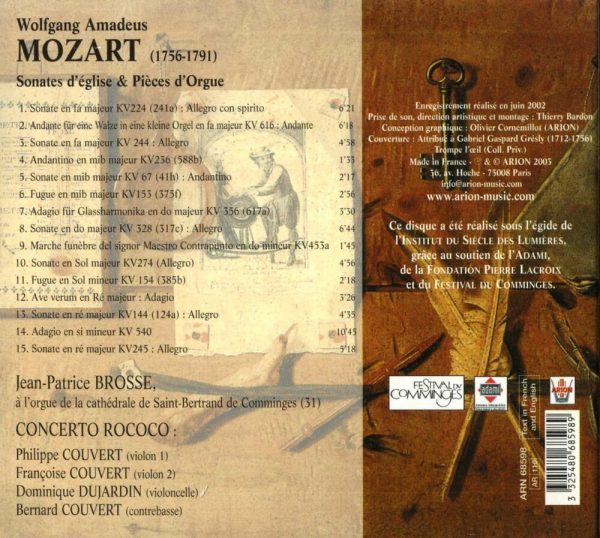 Mozart - Sonates d'église & pièces d'orgue
