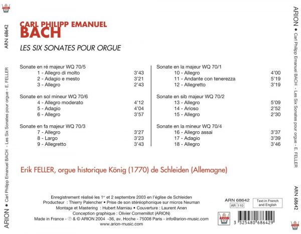 Bach C.P.E. - Les six Sonates pour orgue