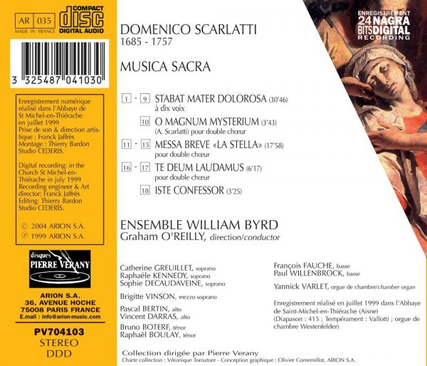 Scarlatti - Catalogue Vérany 2004 - Stabat Mater