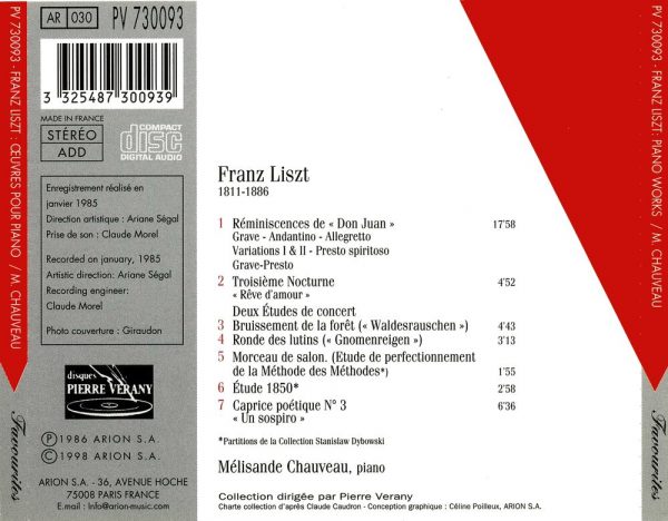 "Liszt - Reminiscences de ""Don Juan"" - 3ème Nocturne - 2 Etudes de concert - Caprice poétique N°3 - Morceau de salon - Etude 1850"