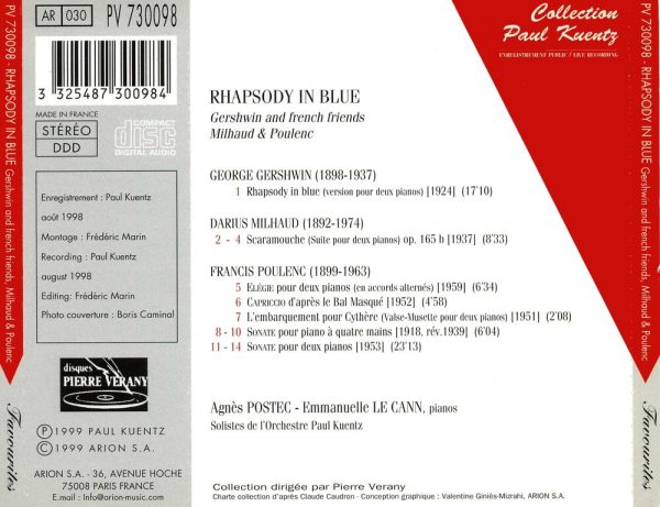 Rhapsody in Blue - Gershwin & French Friends Milhaud & Poulenc