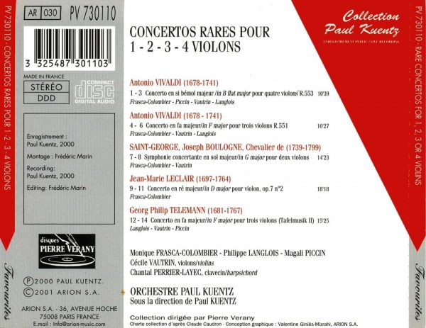 Concertos Rares Pour 1 - 2 - 3 - 4 Violons