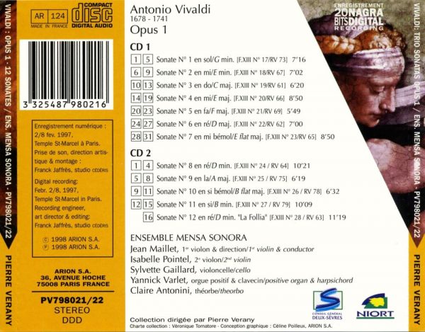 Vivaldi - 12 Sonate per 2 violoni e continuo, Op. 1