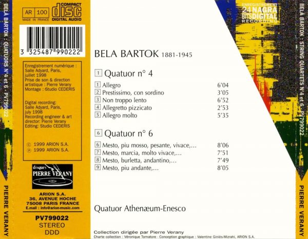 Bartok - Quatuors N° 4 & 6