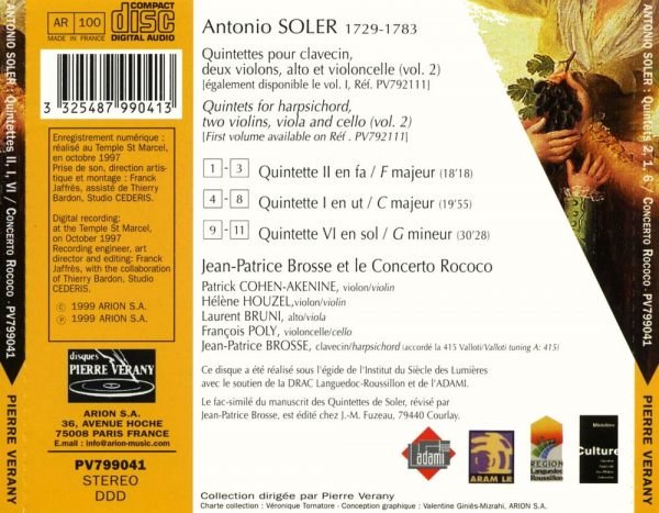 Soler - Quintettes pour clavecin, 2 violons, alto & violoncelle Vol.2