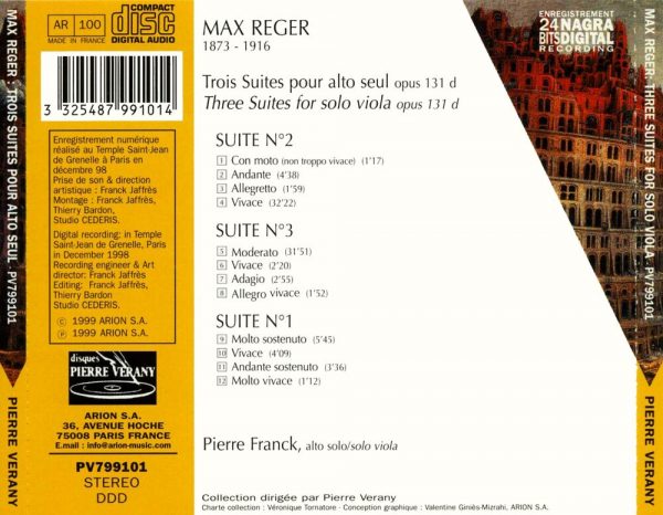 Reger - Trois suites pour alto seul, Op. 131 D